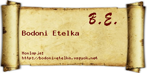 Bodoni Etelka névjegykártya